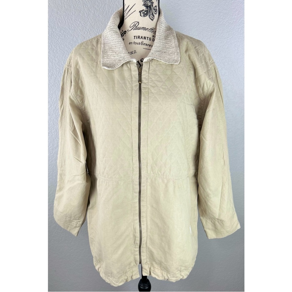 Blue Willi's Women’s Beige Quilted Chore Barn Jacket Fisherman Minimalist, Large